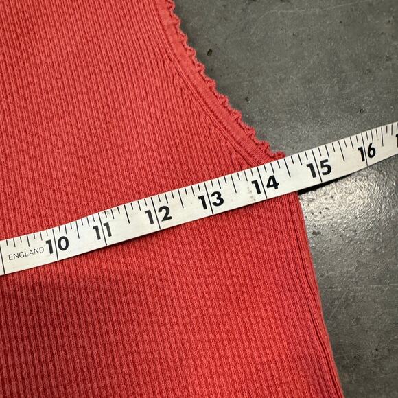 Vintage Y2K Faded Glory Ribbed Knit Salmon Pink Tank Top Criss Cross Front L - Picture 4 of 5